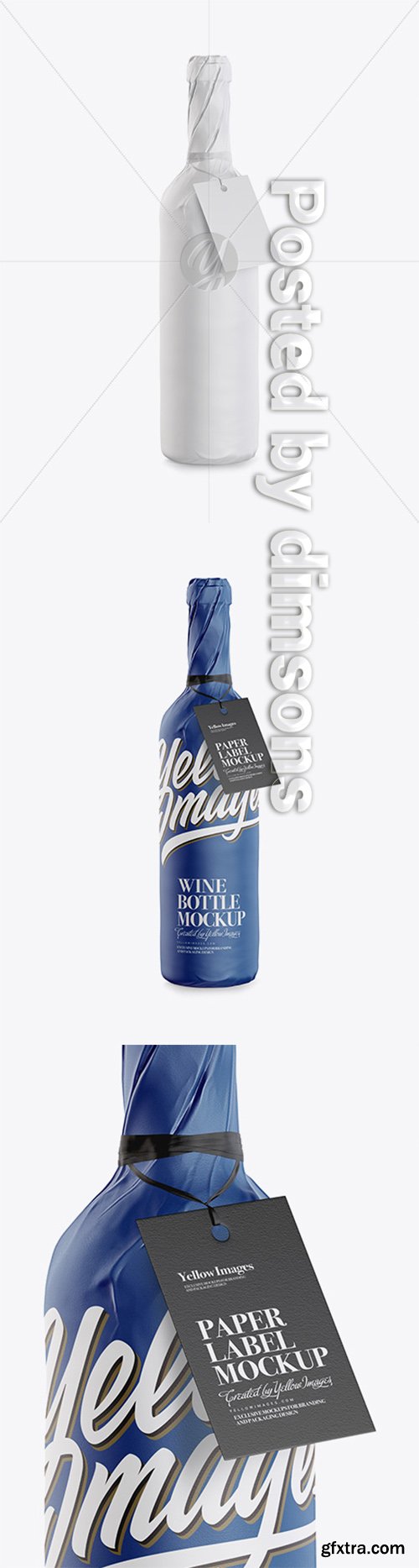 Wine Bottle in Matte Paper Wrap With Label Mockup 28801 Wine Bottle in Matte Paper Wrap With Label Mockup 28801