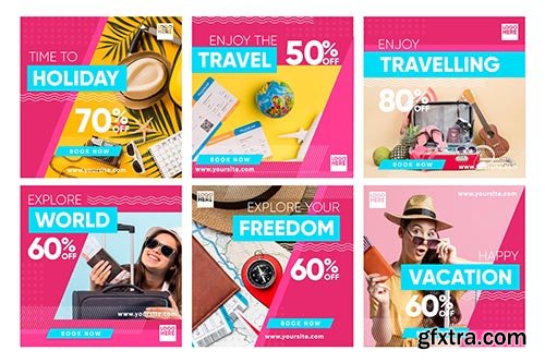 Travel sale instagram post set 