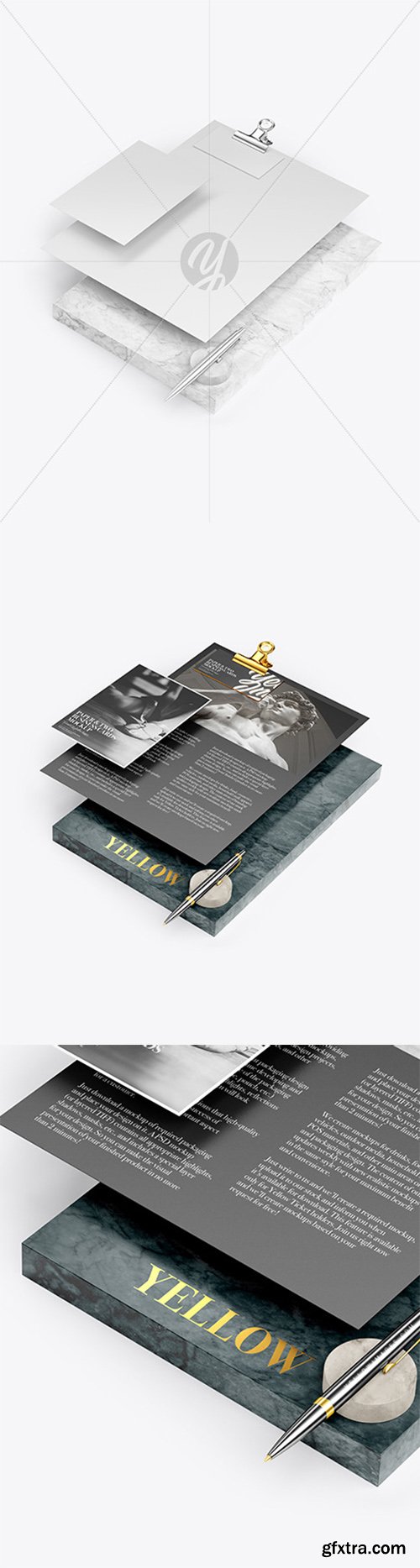 Papers, Business Card & Pen with Marble 64549