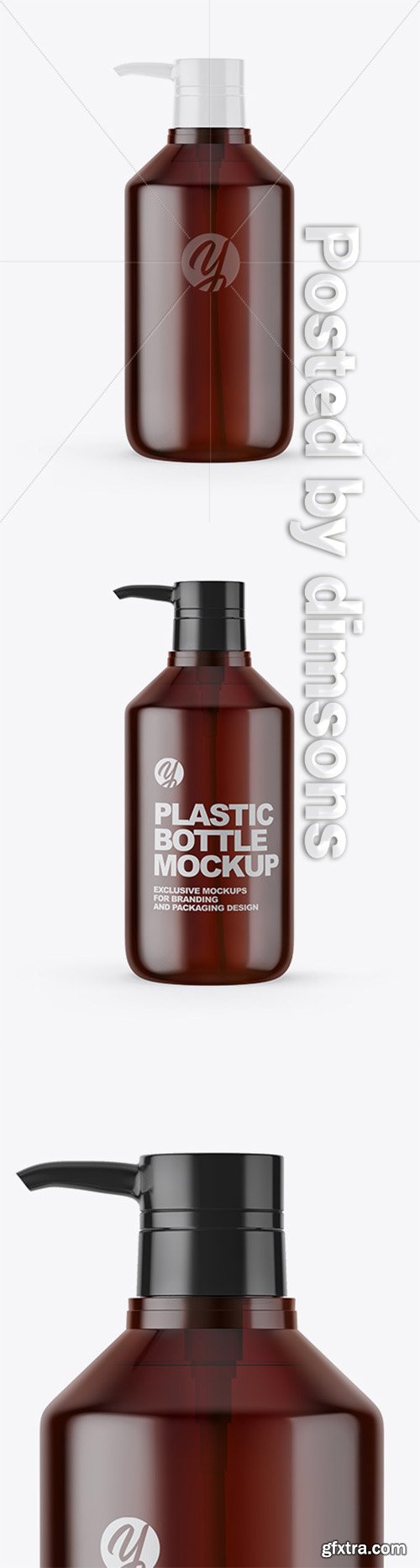 Amber Cosmetic Bottle with Pump Mockup 65082