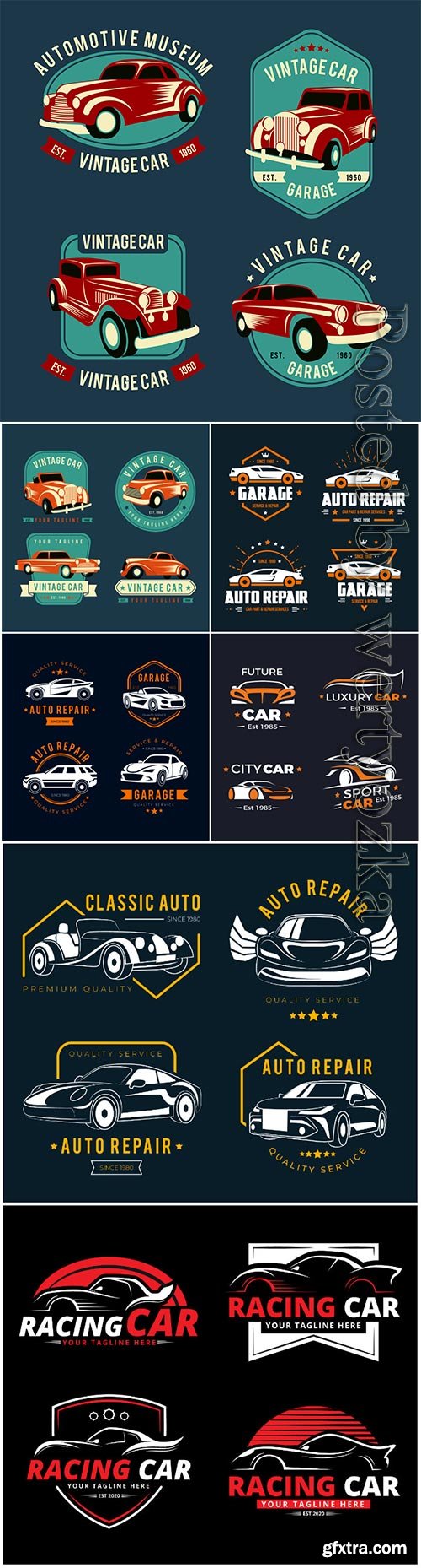 Flat design car logo vector collection