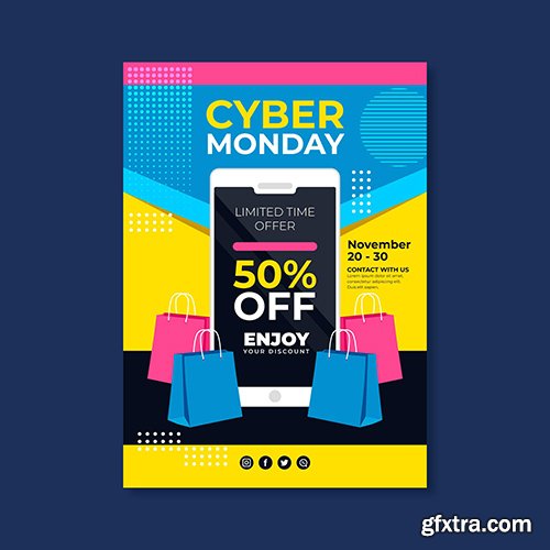 Flat Design Cyber Monday Flyer Template