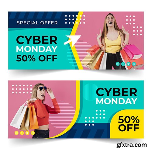 Flat Design Cyber Monday Banners