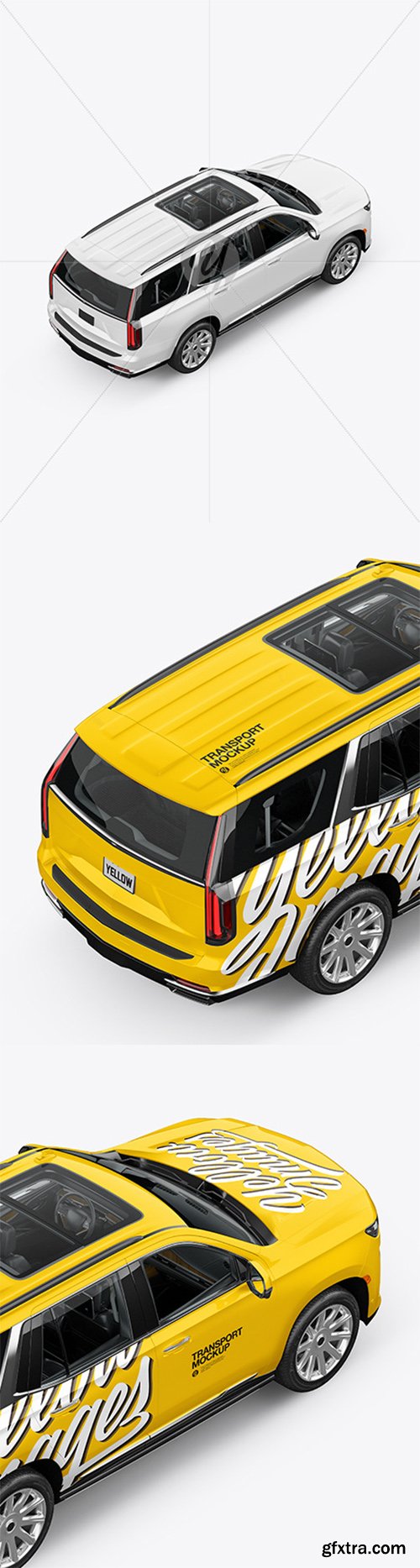 Luxury SUV Mockup - Top Back HalfSide View 62355 Luxury SUV Mockup - Top Back HalfSide View 62355