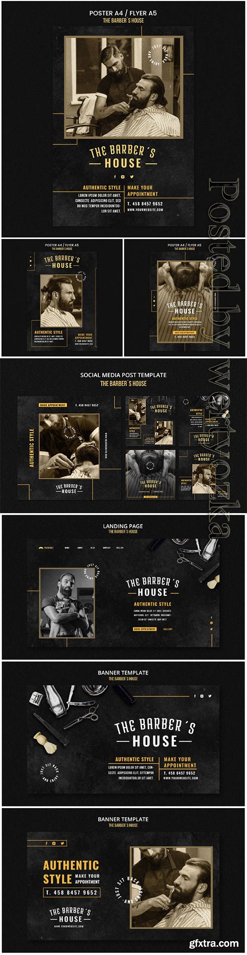 Barber shop poster template psd