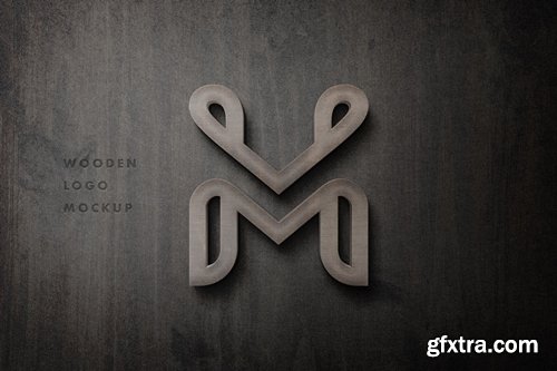 3D Wooden Sign Logo Mockup