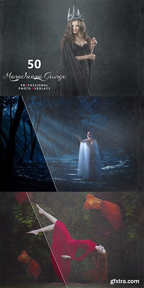 50 Monochrome Grunge Overlays