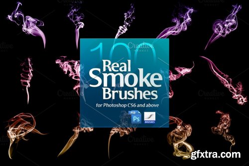 CreativeMarket - 100 Real Smoke Brushes for Photoshop 4904310