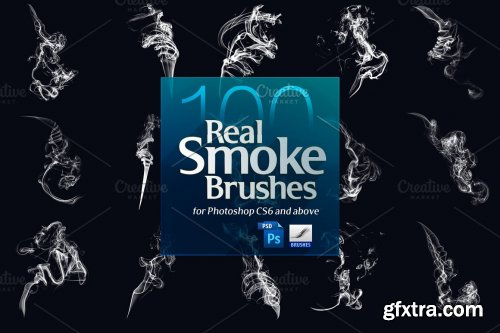 CreativeMarket - 100 Real Smoke Brushes for Photoshop 4904310
