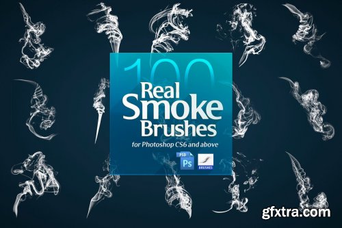 CreativeMarket - 100 Real Smoke Brushes for Photoshop 4904310