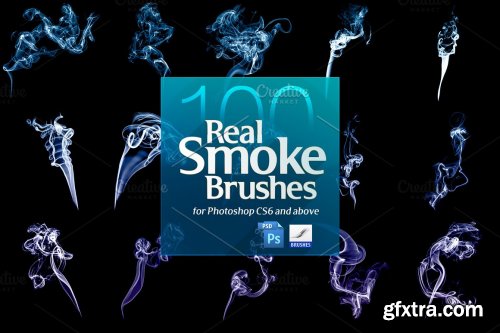 CreativeMarket - 100 Real Smoke Brushes for Photoshop 4904310