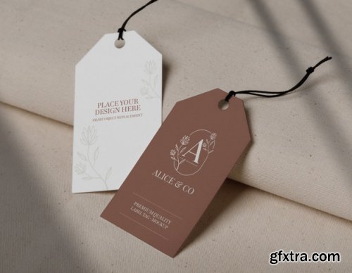 Logo mockup label tag debossed on fabric texture