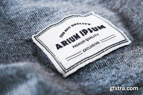 Logo mockup label tag debossed on fabric texture