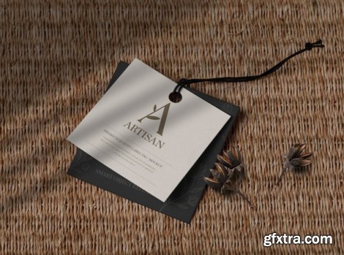 Logo mockup label tag debossed on fabric texture