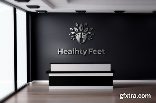 3d logo mockup realistic sign office