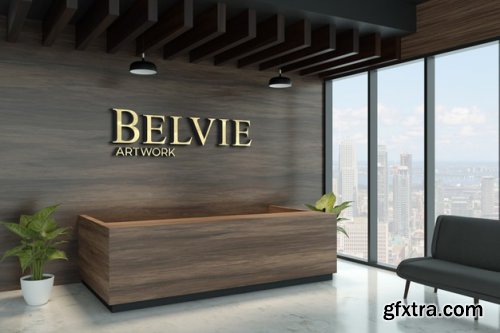 3d logo mockup wall 