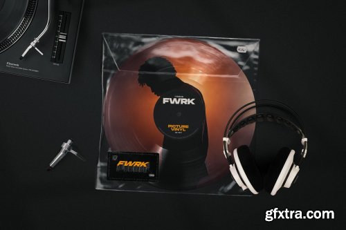 CreativeMarket - Retro Vinyl Record Mockup 4383563