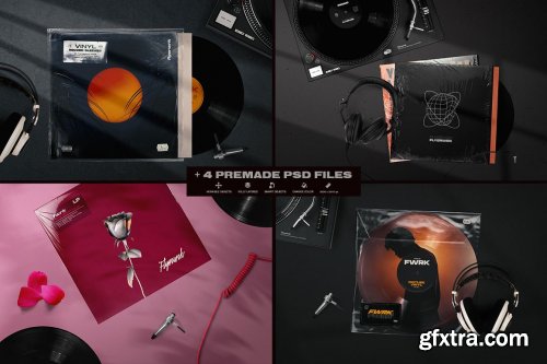 CreativeMarket - Retro Vinyl Record Mockup 4383563