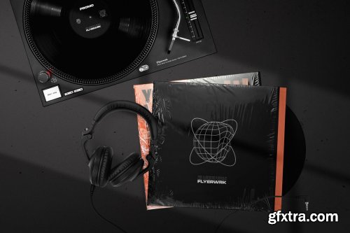 CreativeMarket - Retro Vinyl Record Mockup 4383563