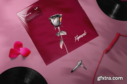 CreativeMarket - Retro Vinyl Record Mockup 4383563
