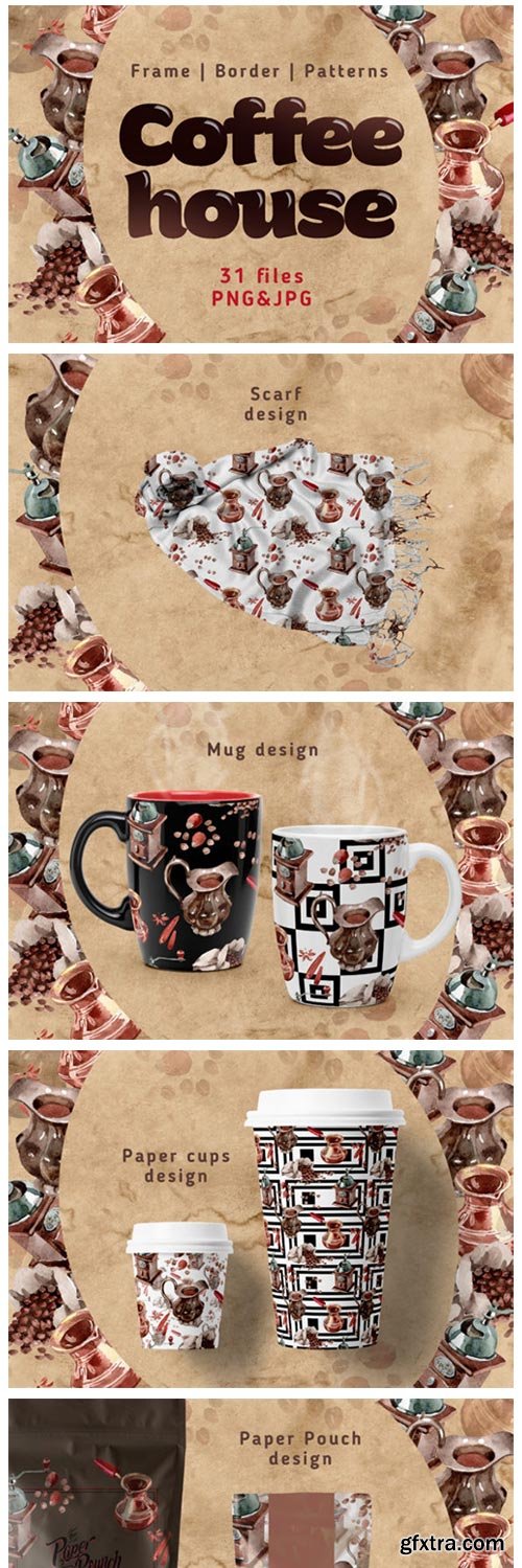 Coffee House PNG Watercolor Set 4755902 Coffee House PNG Watercolor Set 4755902