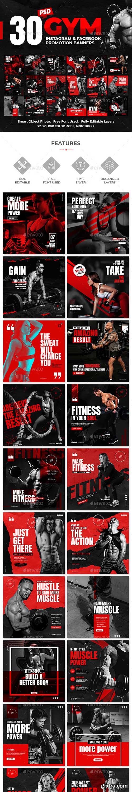 GraphicRiver - 30-Instagram & Facebook Fitness GYM Banners 28501769