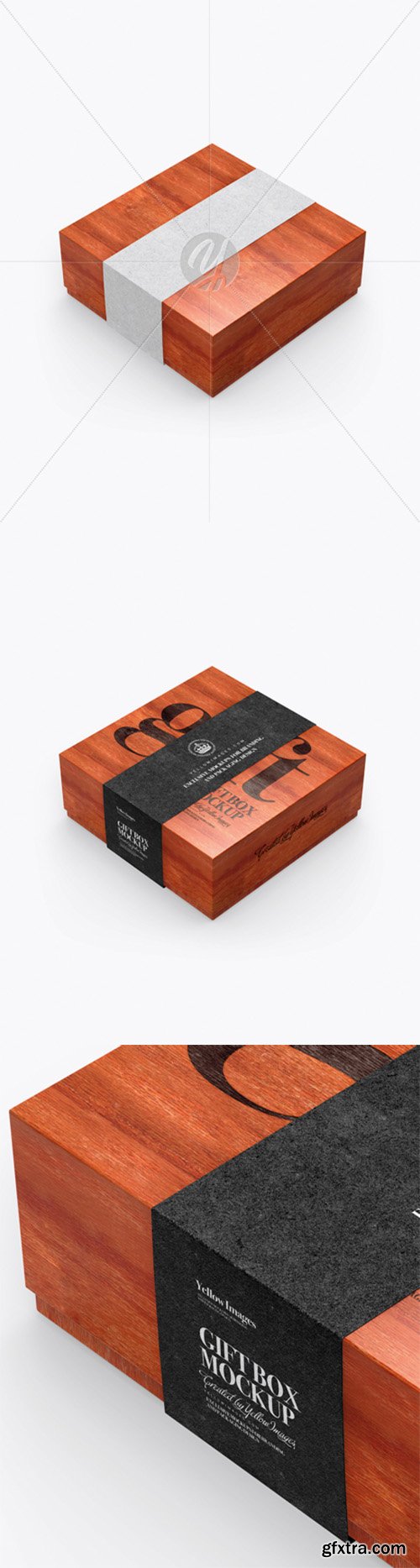 Red Wooden Box with Label Mockup - Half Side View (High-Angle Shot) 23751