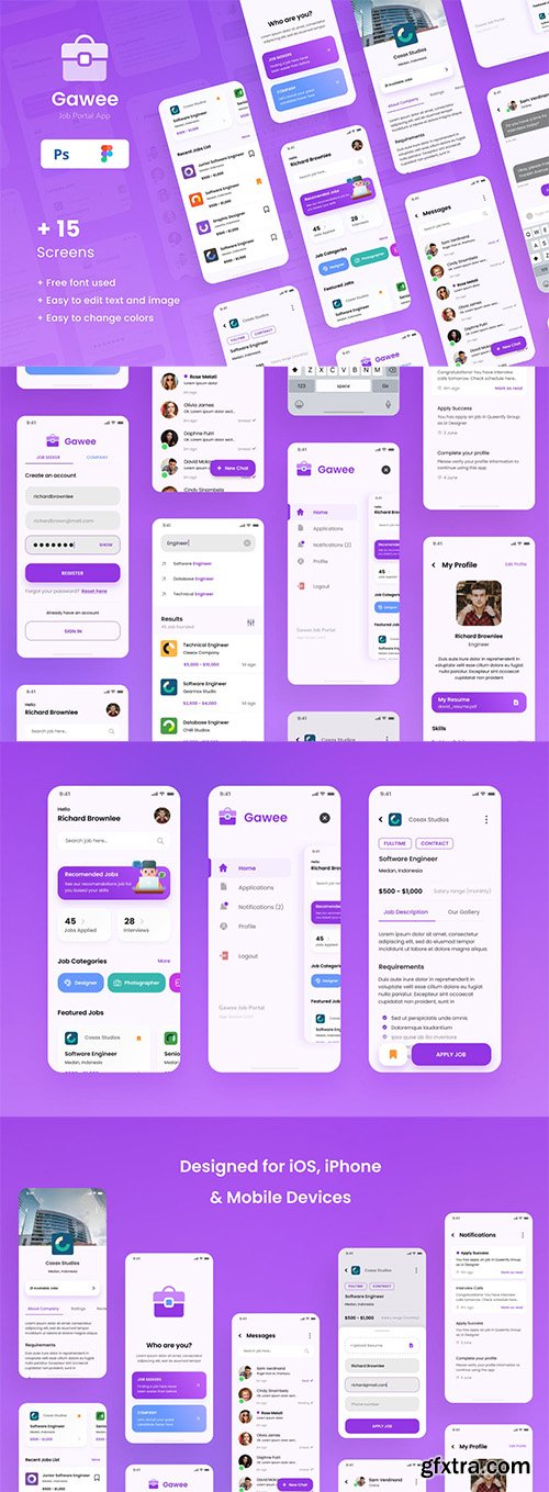Gawee - Job Portal iOS App Design UI Template Gawee - Job Portal iOS App Design UI Template
