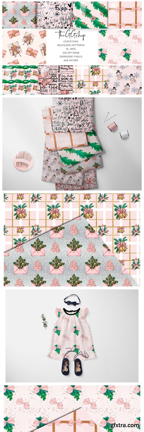 Pink Christmas Seamless Patterns 5912868