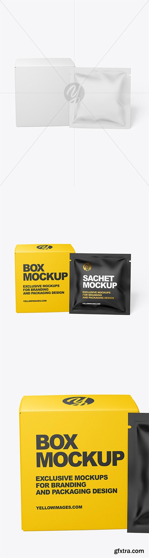 Download Paper Box With Matte Sachet Mockup 48630 Gfxtra PSD Mockup Templates