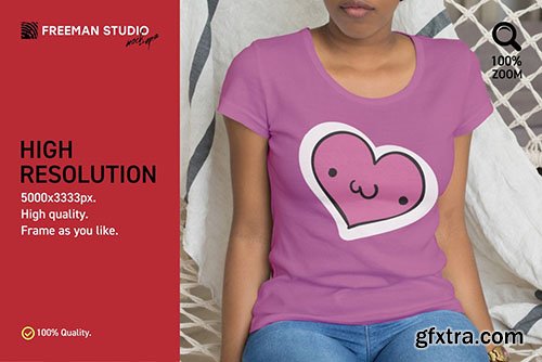 CreativeMarket - African Girl T-Shirt Mock-Up Set 3908005