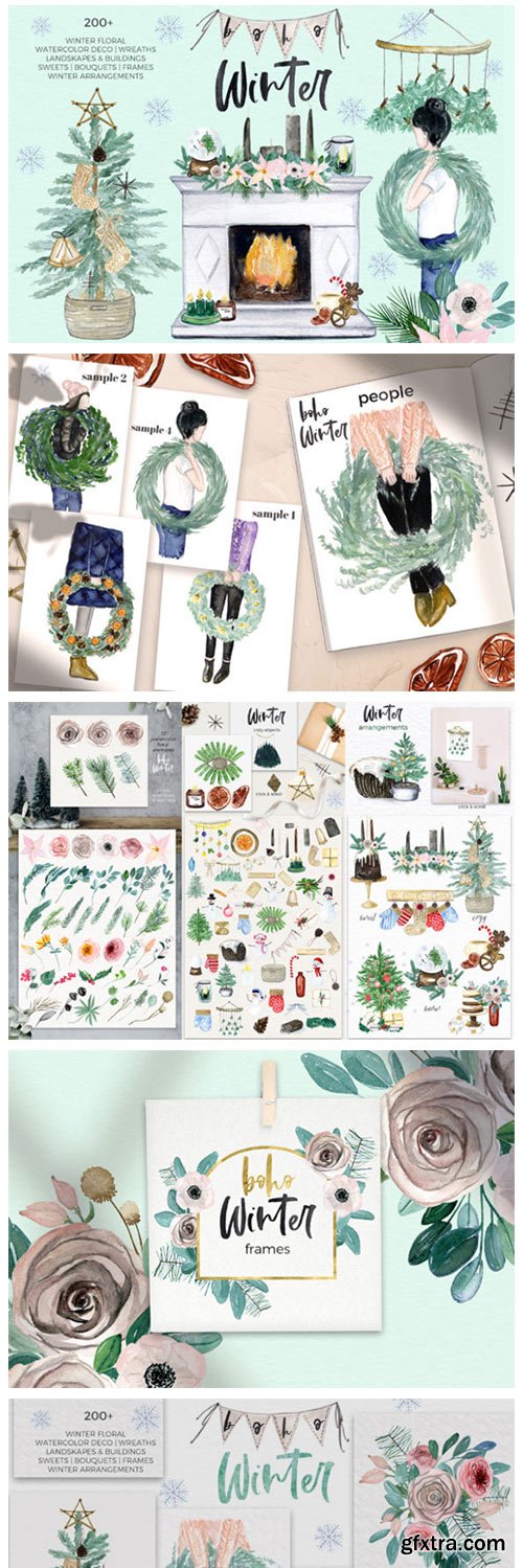 Boho Winter &amp; Christmas Watercolors 5932921