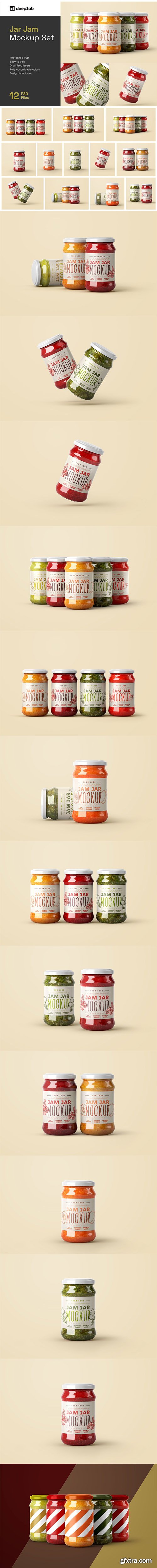 CreativeMarket - Jam Jar Mockup Set | Label Design 5470880