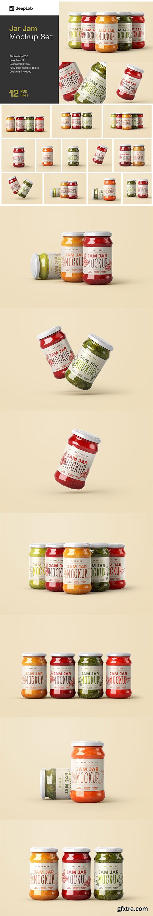 CreativeMarket - Jam Jar Mockup Set | Label Design 5470880