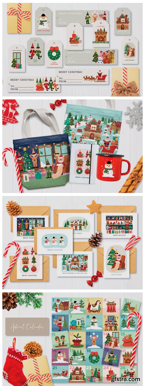 Santa and Elves Clipart Illustration 5918861