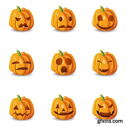Isolated Halloween Pumpkin Set Isolated Halloween Pumpkin Set