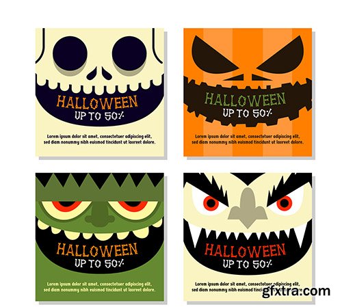 Halloween Instagram Post Collection with Close up Faces Halloween Instagram Post Collection with Close up Faces