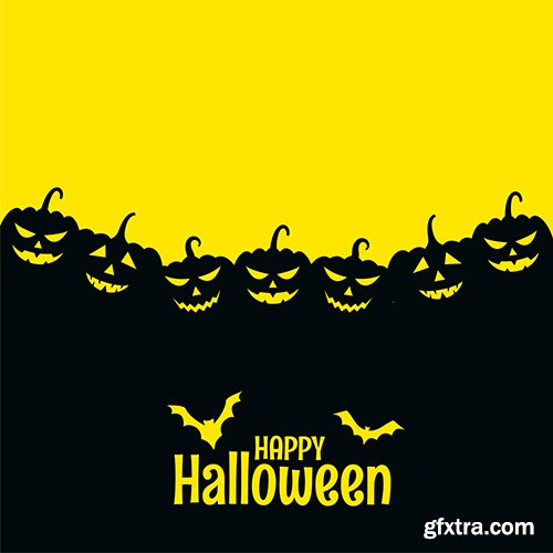 Happy Halloween Scary Card with Bats and Pumpkin Happy Halloween Scary Card with Bats and Pumpkin