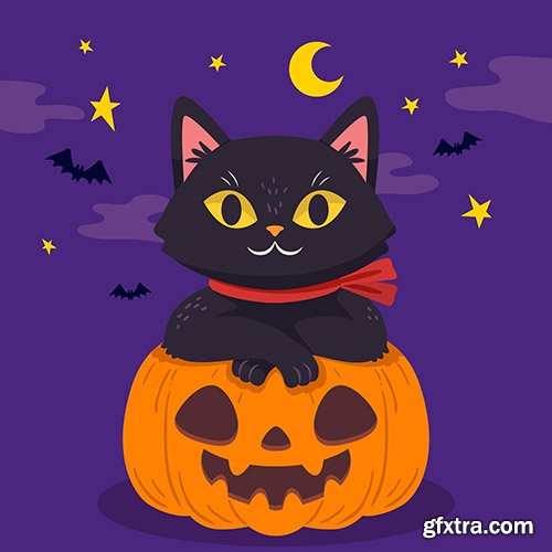 Hand-drawn design halloween cat Hand-drawn design halloween cat