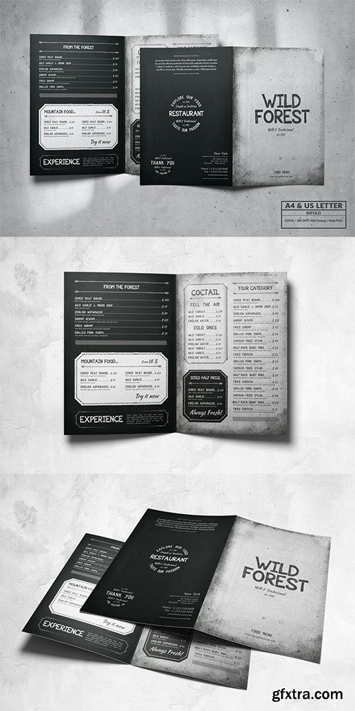 Bifold Food Menu Design A4 & US Letter