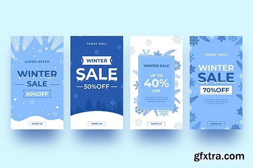 Winter sale instagram story set Winter sale instagram story set