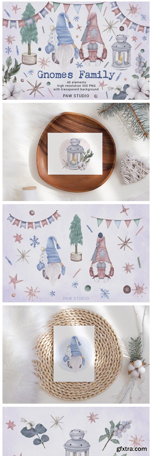 Christmas Gnome Family Tree Lantern Star 6176042