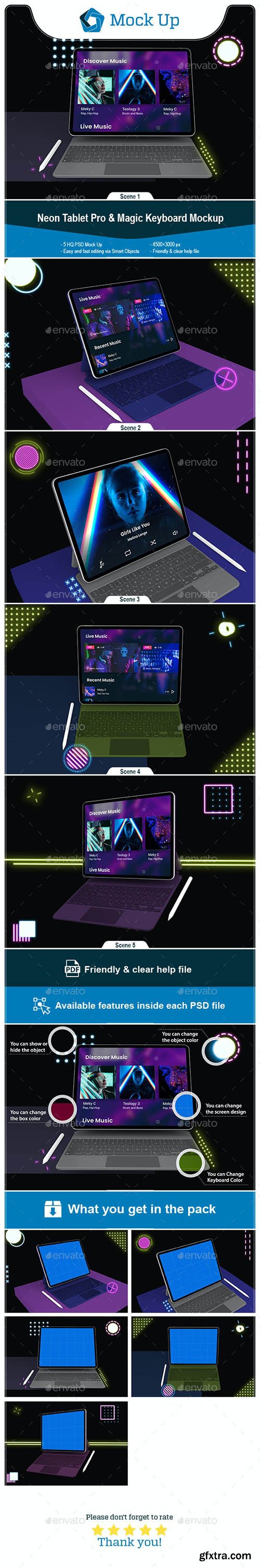 GraphicRiver - Neon iPad Pro & Magic Keyboard Mockup 28741134
