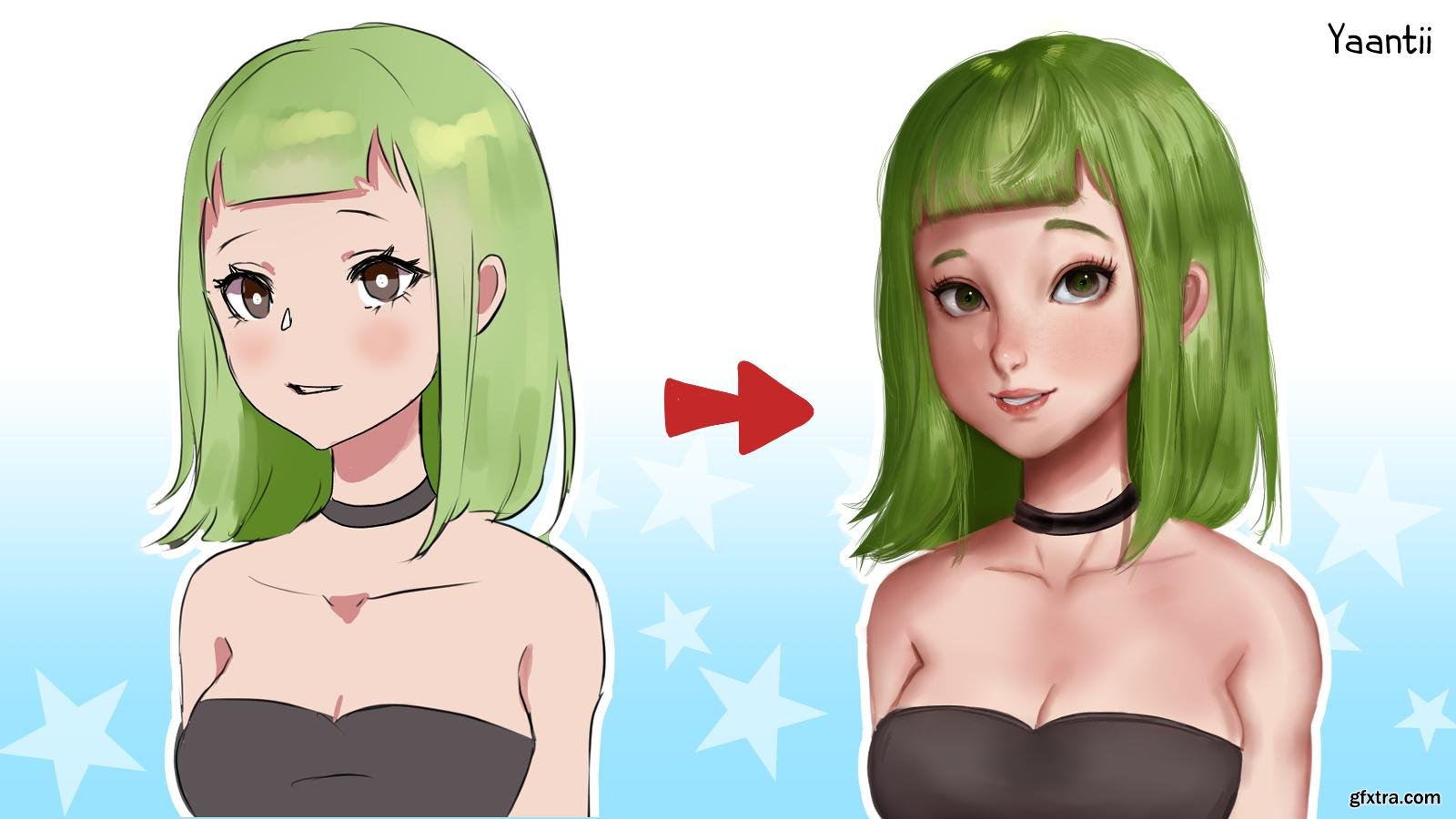 Paintover! From Anime to Semi-Realistic: Digital Painting » GFxtra