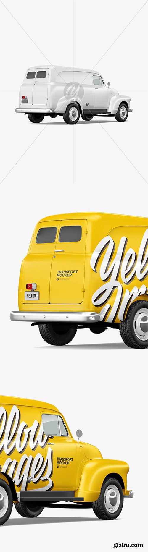 Retro Van Mockup - Back Half Side View 66427