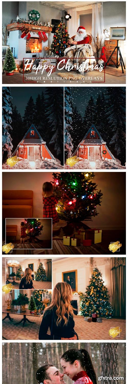 30 Happy Christmas Photoshop Overlays 6196898