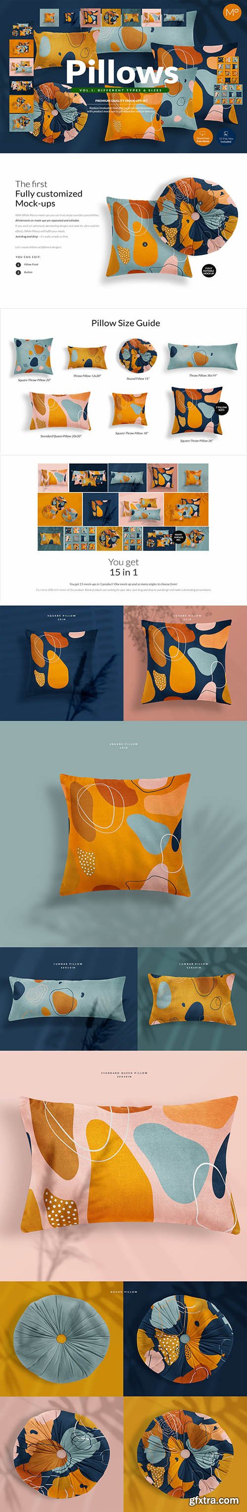 CreativeMarket - Pillows vol.1: Types & Sizes Mockups 5236271