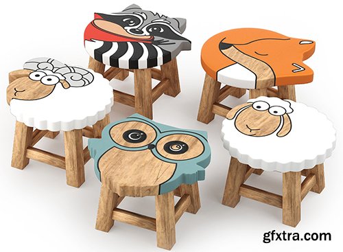Cuberbrush - kids furniture01-animal chairs