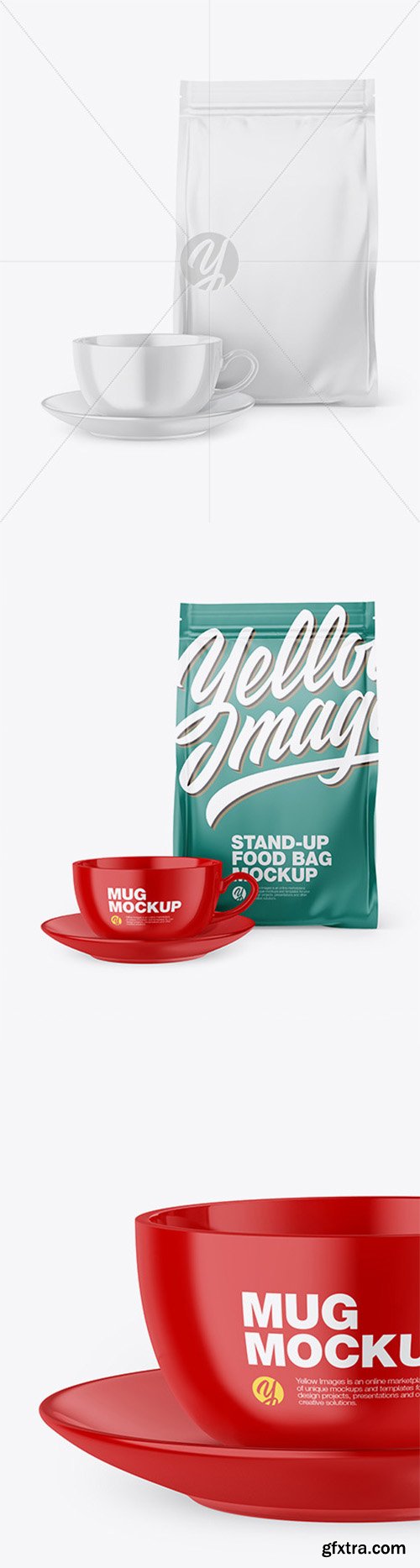 Matte Stand-Up Bag with Coffee Mug Mockup 66582