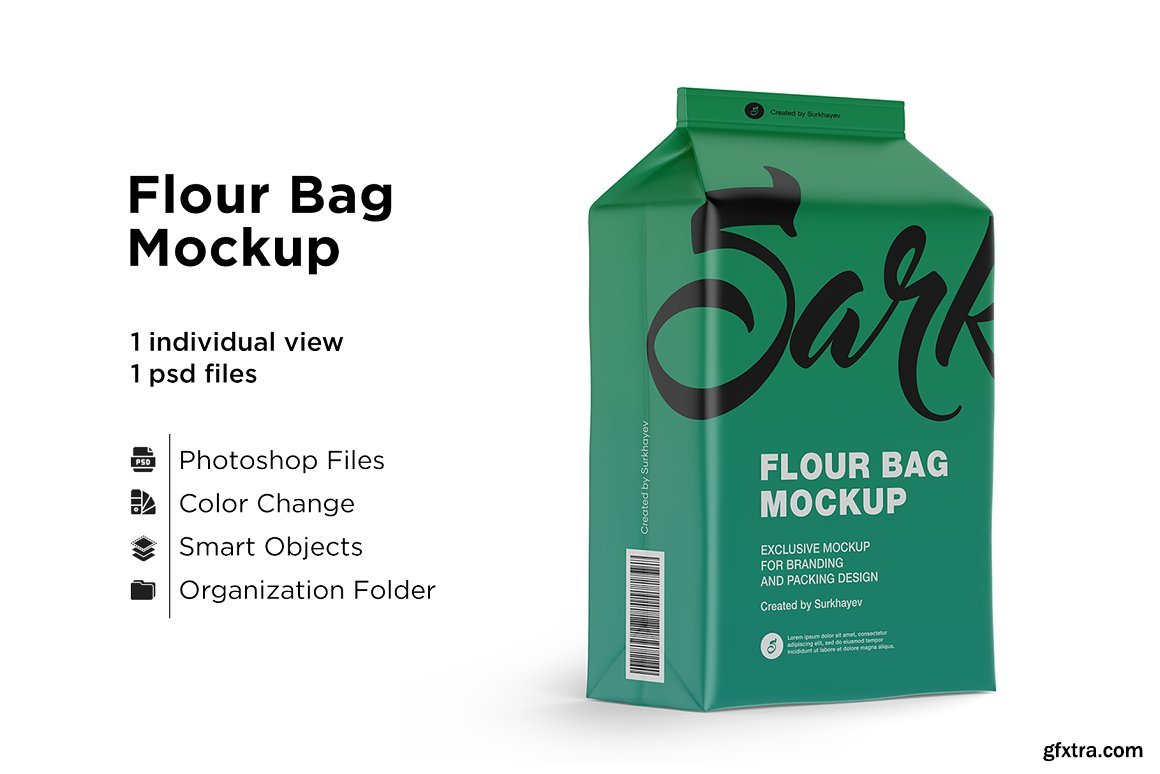 Download CreativeMarket - Matte Paper Flour Bag Mockup 5514492 » GFxtra